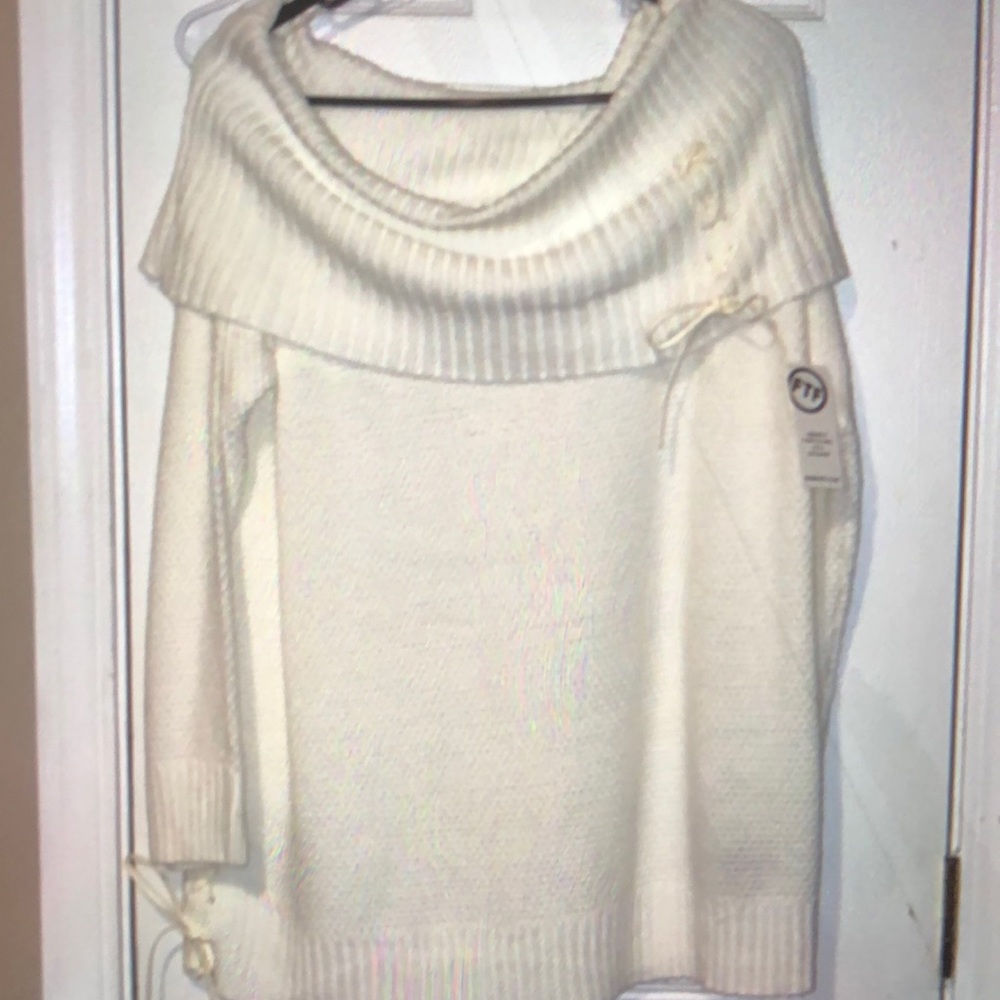 Off the shoulder cream color sweater